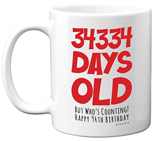 Comprar Taza regalo 94 cumpleaños hombres mujeres él ella 34334 días edad divertida adultos noventa Catálogo cuatro noventa cuarta cumpleaños regalo papá mamá abuela Nan Great Grandad tazas cerámica Top Precio 2024 | regaloscumple.com