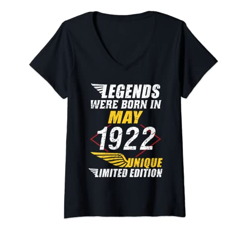 Consigue ahora Mujer Cumpleaños Mayo 1922 Edición Limitada Regalo BlackFriday Legend May Camiseta Cuello V Ofertas 2024 | regaloscumple.com