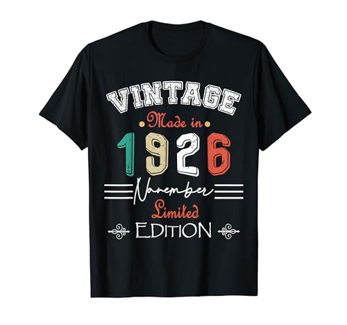 Comprar Nacido En Noviembre 1926 Vintage Feliz Cumpleaños 98 años Camiseta Cumpleaños Rebajas 2024 | regaloscumple.com