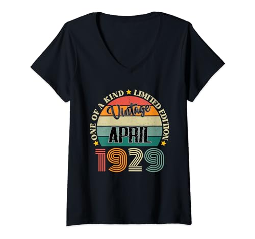 Consigue ahora 95 Años Vintage Abril 1929 95 Cumpleaños Retro Navidad Camiseta Cuello V Top Precio 2024 | regaloscumple.com