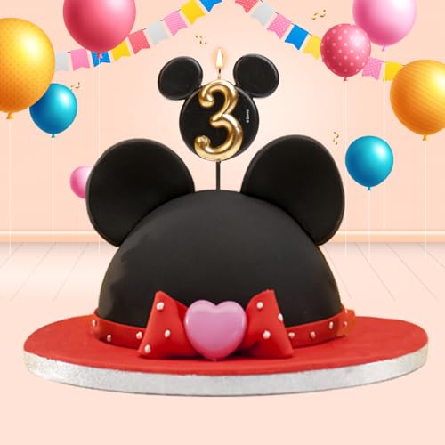 Comprar ahora Dekora - Vela   Cumpleaños   Mickey Mouse - Velas   Disney - Cera   Parafina sin Fragancia - Velas para Niños con Orejas   Mickey Mouse Negro y Dorado - Tamaño 8 5 cm - Número 3
