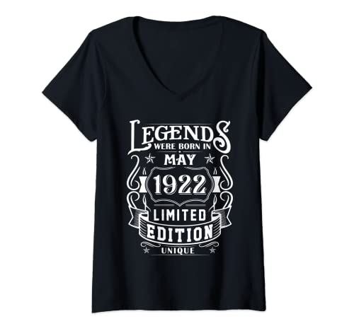 Comprar Mujer Cumpleaños Mayo 1922 Edición Limitada Regalo Legend May Camiseta Cuello V Catálogo Rebajas 2024 | regaloscumple.com