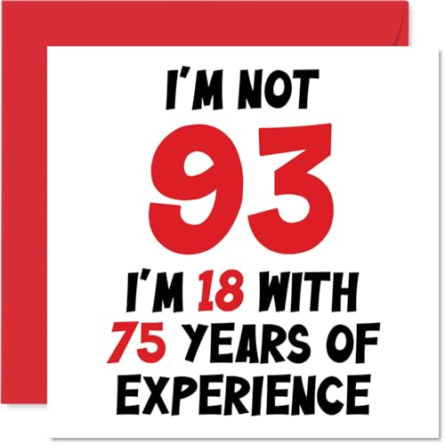 Consigue ahora Tarjeta cumpleaños 93 mujeres hombres no Navidad 93 con 75 años experiencia divertida tarjeta felicitación 93 años noventa tres tercera mamá papá gran abuelo nan tarjetas felicitación humor 145 mm x 145 mm Rebajas 2024 | regaloscumple.com