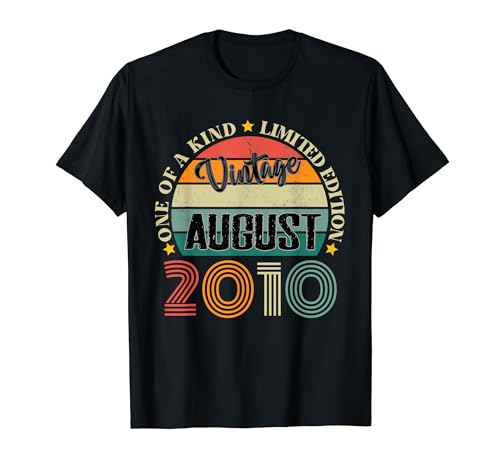 Consigue ahora 14 Años Vintage Agosto 2010 14th Cumpleaños Retro Camiseta Top Navidad Precio 2023 | regaloscumple.com