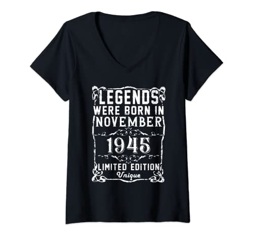 Comprar Mujer Cumpleaños Noviembre 1945 Edición Catálogo Limitada Regalo Vintage Camiseta Cuello V Rebajas 2024 | regaloscumple.com