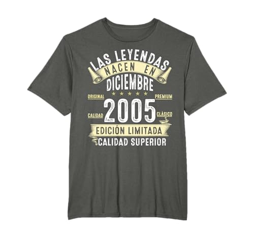Comprar 19 Años Cumpleaños Las Leyendas nacen en diciembre 2005 Regalos Camiseta Ofertas 2024 | regaloscumple.com