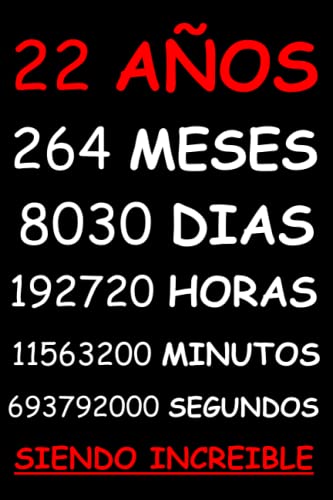 Comprar 22 AÑOS SIENDO INCREIBLE: REGALO JUVENIL CHICO CHICA HOMBRE O MUJER 22 AÑOS DE CUMPLEAÑOS ORIGINAL Y DIVERTIDO CUADERNO DE APUNTES O AGENDA DIARIO Navidad LEBRETA DE NOTAS.. Rebajas 2024 | regaloscumple.com