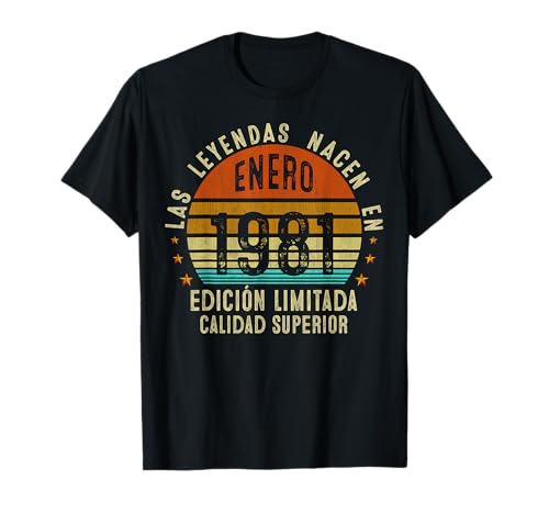 Comprar 43 Años Cumpleaños Para Hombre y Mujer Enero Navidad 1981 Camiseta Rebajas 2024 | regaloscumple.com