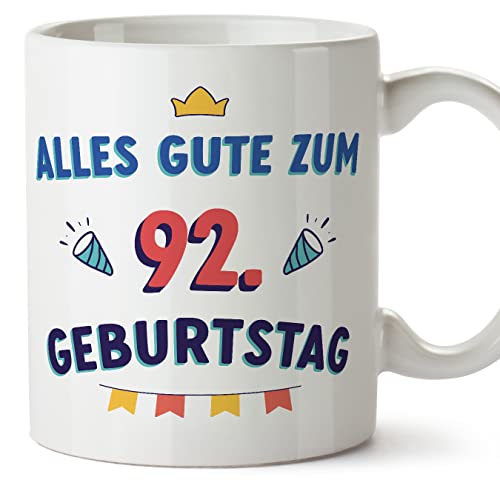 Comprar MUGFFINS Tazas 92 Cumpleaños - En Alemán - Alles Gute zum Geburtstag! - 11 oz / 330 ml - Regalo original Promoción y divertido Ofertas 2025 | regaloscumple.com