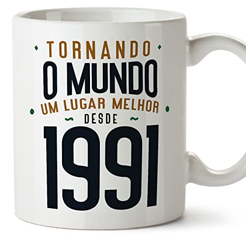 Comprar MUGFFINS Tazas 1991 Cumpleaños - En Portugués - Tornando o Mundo um Lugar Melhor - 11 oz / 330 ml - Regalo original y divertido Ideas para regalar Rebajas 2024 | regaloscumple.com