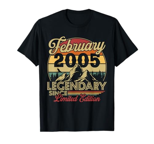 Consigue ahora Vintage Cumpleaños 20 Cumpleaños años para Nacido en febrero 2005 Regalo Camiseta Rebajas 2025 | regaloscumple.com