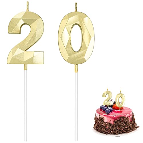 Comprar Velas Cumpleaños 20 Velas Número Pastel 20 Cumpleaños Velas Numeros 20 Pastel Cake Topper Decoración BlackFriday 3D Doradas Velas para Fiesta Cumpleaños Boda Aniversario Celebración Rebajas 2024 | regaloscumple.com