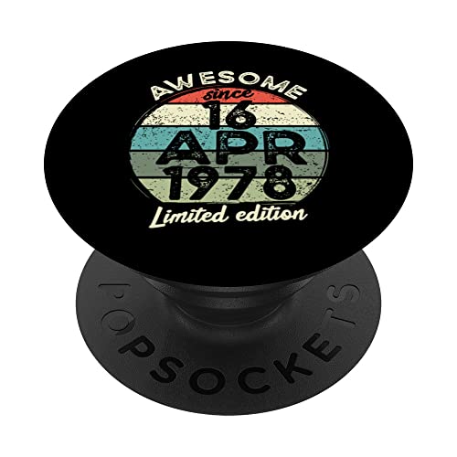 Consigue ahora Camiseta cumpleaños 45 años 16 abril 1978 Cumpleaños 45 cumpleaños PopSockets PopGrip Intercambiable Rebajas 2025 | regaloscumple.com