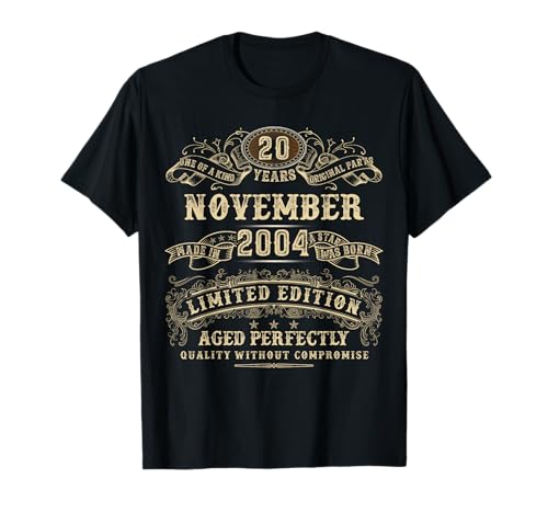 Consigue Ideas para regalar ahora Noviembre 2004 Regalos cumpleaños 20 años para hombres 20th Bday Camiseta Rebajas 2024 | regaloscumple.com