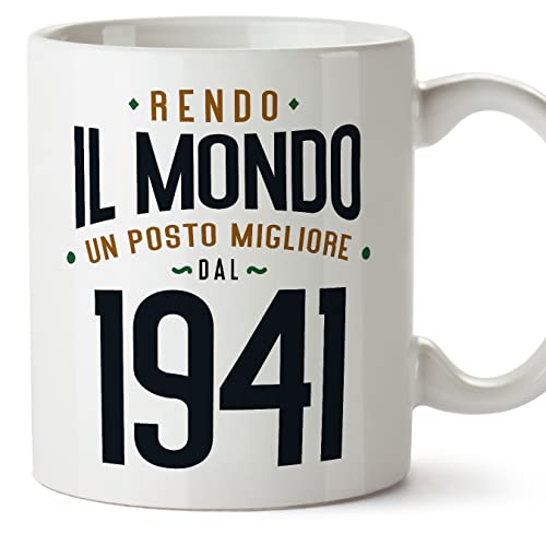 Comprar MUGFFINS Tazas 1941 Cumpleaños - En Italiano - Ideas para regalar Rendo il Mondo un Posto Migliore - 11 oz / 330 ml - Regalo original y divertido Ofertas 2025 | regaloscumple.com