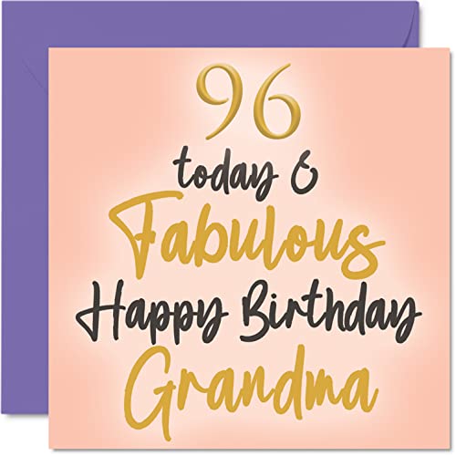 Consigue ahora Fabulosas tarjetas cumpleaños 96 para abuela Promoción 96 Today & Fabulous tarjeta feliz cumpleaños para abuela parte nieta nieto regalos cumpleaños para abuela 145 mm x 145 mm bonitas Ofertas 2025 | regaloscumple.com