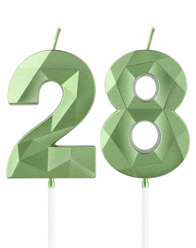 Comprar Mciskin Velas verdes cumpleaños número 28 velas 3D número 28 para pasteles decoraciones cumpleaños número 28 para niñas y niños decoración Regalos pastel vela verde perla para fiesta Top Precio 2025 | regaloscumple.com