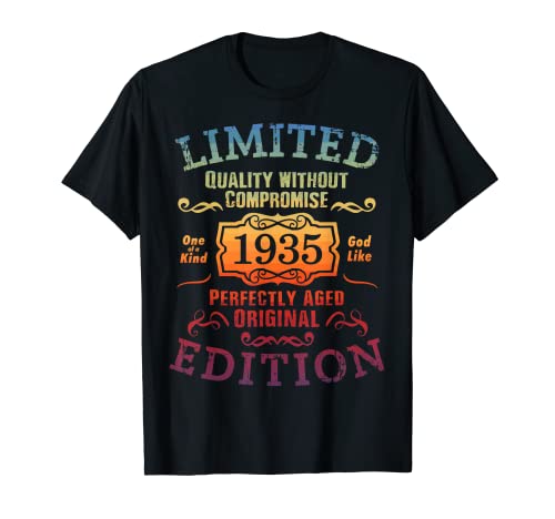Consigue ahora Cumpleaños Catálogo 1935 Edición limitada Regalo Usado Grunge Vintage Camiseta Top Precio 2025 | regaloscumple.com
