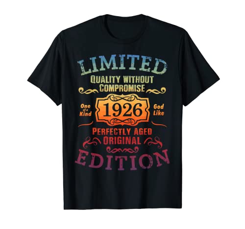 Consigue ahora Cumpleaños 1926 Edición limitada Regalo Usado Grunge Vintage Camiseta Top Promoción Precio 2025 | regaloscumple.com
