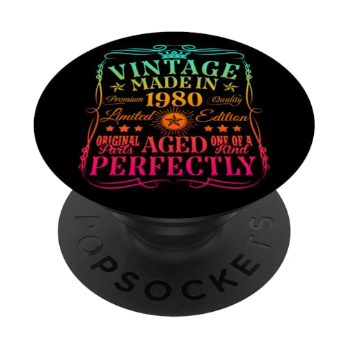 Comprar Decoraciones vintage cumpleaños número 45 vintage 1980 Ideas para regalar 45 años PopSockets PopGrip Adhesivo Top Precio 2025 | regaloscumple.com