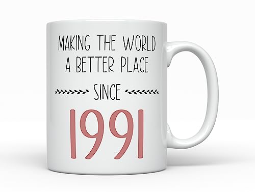 Consigue ahora Sunmead Taza café con texto en inglés "Making the World better since 1991" Cumpleaños nacida en 1991 33 años cumpleaños mujer 33º día B decoración regalo para ella (11 onzas 1991) Rebajas 2025 | regaloscumple.com