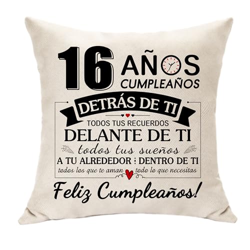 Consigue ahora Hasodeo Dulce 16º Regalos Funda Cojín Regalos Cumpleaños para 16 Años Regalos Las Niñas y los Niños Feliz Cumpleaños 16º Decoración para la Hija Hijo Sobrina Sobrino Hermana Hermano (16 años) Rebajas 2025 | regaloscumple.com