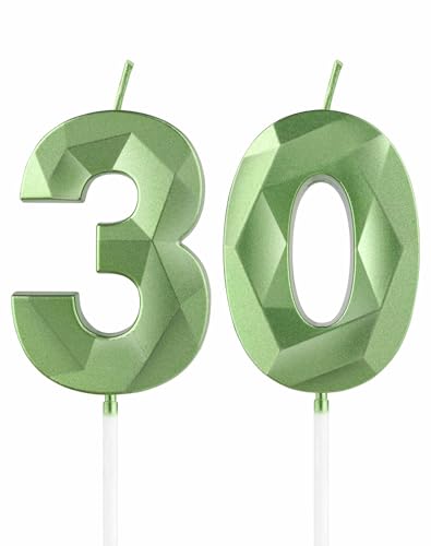 Consigue ahora Velas verdes 30 cumpleaños velas verdes 3D con número 30 para pasteles decoraciones cumpleaños 30 para mujeres y hombres decoraciones pastel verde Navidad decoración pastel vela verde para Top Precio 2025 | regaloscumple.com