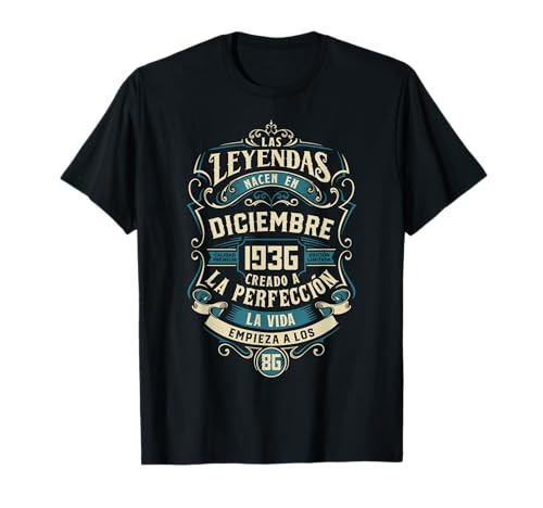 Comprar Leyendas Fiesta Cumpleaños Catálogo 86 Años Nacidos Diciembre 1936 Camiseta Top Precio 2024 | regaloscumple.com