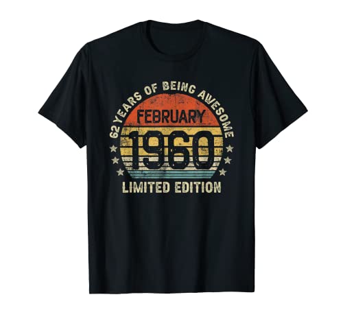 Consigue ahora Navidad 62 Años Cumpleaños Regalo Febrero 1960 Mujer Hombre Camiseta Rebajas 2024 | regaloscumple.com