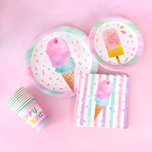 Comprar ahora WERNNSAI Helado Servilletas   Platos y Taza - Helado y Paleta   Hielo Tema Suministros para la Fiesta para Chicas Cumpleaños Vajilla Vajilla Postre Platos Servilletas 16 Invitados 64 PCS