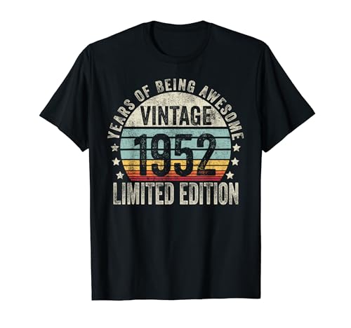 Comprar 72 Year Old Gifts Ideas para regalar Vintage 1952 Limited Edition 72nd Birthday Camiseta Rebajas 2024 | regaloscumple.com