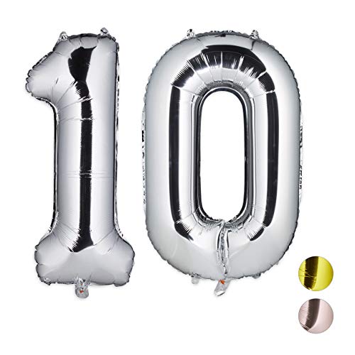 Comprar Relaxdays Plateado 85-100 cm Globos Cumpleaños Catálogo Número 10 Aluminio Ofertas 2025 | regaloscumple.com