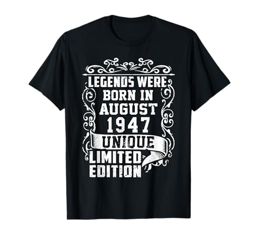 Consigue ahora Cumpleaños Agosto 1947 Edición Limitada Regalo Legend Regalos Camiseta Ofertas 2024 | regaloscumple.com