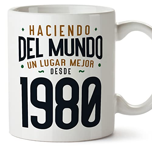 Consigue ahora MUGFFINS Tazas 1980 Cumpleaños - Cumpleaños En Español - Haciendo del Mundo un Lugar Mejor - 11 oz / 330 ml - Regalo original y divertido Rebajas 2024 | regaloscumple.com