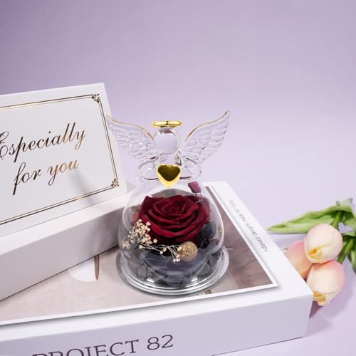 Comprar ahora Rosa Regalo Preservadas Mujer,Flore con Ángel Cumpleaños Abuela,Regalos Navidad Regalo la