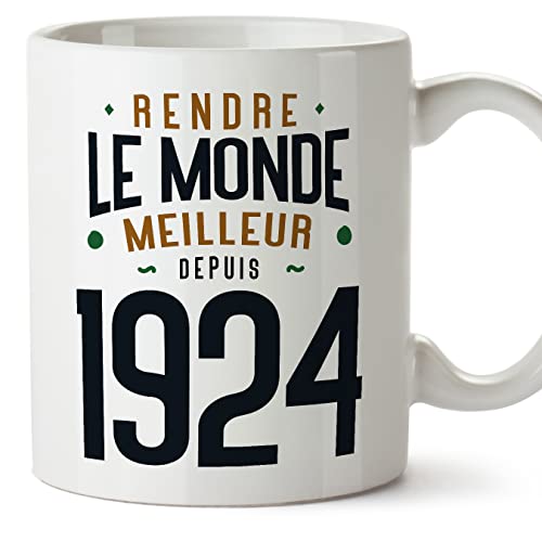 Consigue ahora MUGFFINS Tazas 1924 Cumpleaños - En Francés - Cumpleaños Rendre le Monde Meilleur - 11 oz / 330 ml - Regalo original y divertido Rebajas 2025 | regaloscumple.com