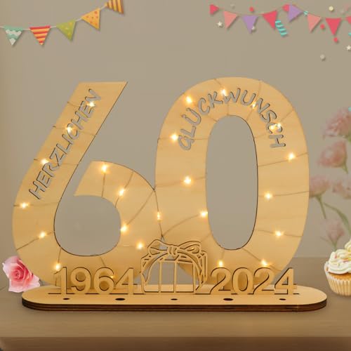 Comprar Seutgjie 2024 Regalos Cumpleaños dinero para cumpleaños 60 números cumpleaños cartel madera libro visitas con cadena luces LED soporte y portavelas para 60 años hombre y mujer para bodas Ofertas 2024 | regaloscumple.com
