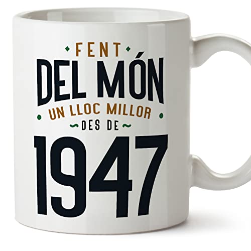 Comprar MUGFFINS Tazas 1947 Cumpleaños - En Catalán Promoción - Fent del Món un Lloc Millor - 11 oz / 330 ml - Regalo original y divertido Rebajas 2024 | regaloscumple.com