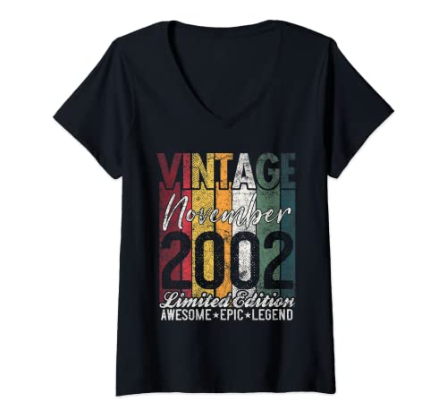 Comprar Mujer Noviembre 2002 20 cumpleaños Regalos regalo 20 años vintage retro Camiseta Cuello V Top Precio 2024 | regaloscumple.com