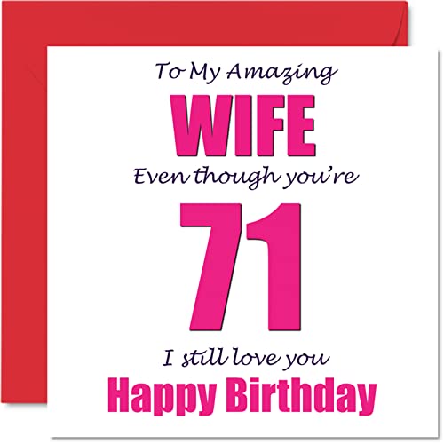 Consigue ahora Divertidas tarjetas felicitación 71 cumpleaños BlackFriday para esposa – 71 I Still Love You tarjeta feliz cumpleaños para esposa marido pareja setenta y uno setenta y una esposa broma 145 mm x 145 mm Rebajas 2025 | regaloscumple.com