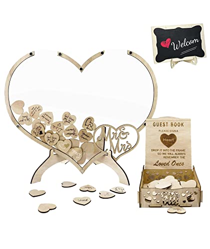 Comprar Libro Catálogo visitas Boda Libro Firmas con 100 Corazones Madera y Pizarra para Escribir Libro Invitados Boda Madera Decoración Boda para la Recepción Bodas (Corazón doble) Top Precio 2024 | regaloscumple.com