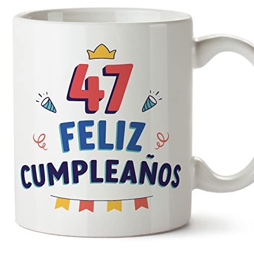 Comprar MUGFFINS Regalos Tazas 47 Cumpleaños - En Español - ¡Feliz Cumpleaños! - 11 oz / 330 ml - Regalo original y divertido Top Precio 2025 | regaloscumple.com