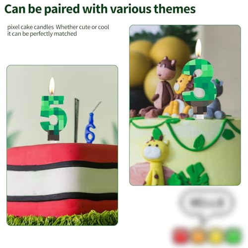 Ofertas en regaloscumple.com Yiran TNT Velas Numbe 7 cumpleaños  Pixel Green Number 7  velas   cumpleaños   Pixel Gaming para niños y niñas  suministros   fiesta temática