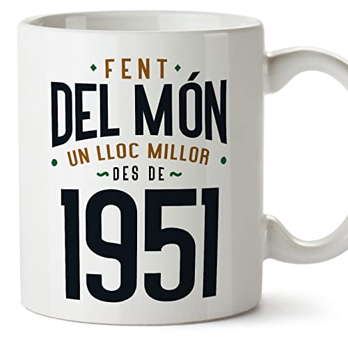 Consigue ahora MUGFFINS Tazas 1951 Cumpleaños - En Catalán - Fent Catálogo del Món un Lloc Millor - 11 oz / 330 ml - Regalo original y divertido Ofertas 2024 | regaloscumple.com