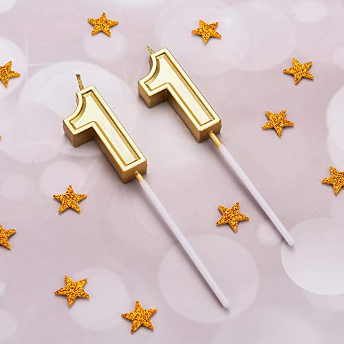 Comprar ahora Nuanchu Velas de Cumpleaños 11 Años Números Tarta Adornos Toppers para Boda Aniversario Celebración, Dorado