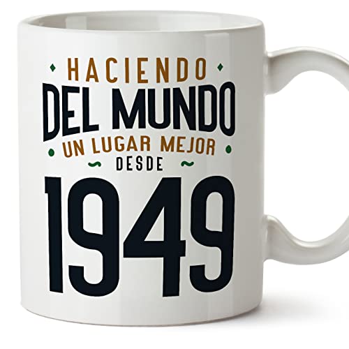 Consigue ahora MUGFFINS Tazas 1949 Cumpleaños - En Español - Haciendo del Mundo un Lugar Mejor - 11 oz / 330 ml - Regalo original y divertido Top Regalos Precio 2024 | regaloscumple.com