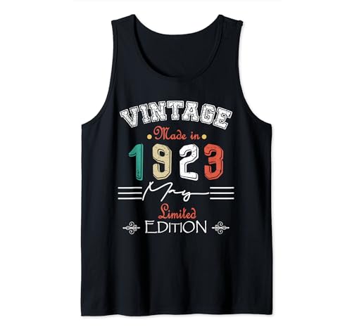 Consigue ahora Nacido En Mayo 1923 Vintage Feliz Ideas para regalar Cumpleaños 101 años Camiseta sin Mangas Ofertas 2024 | regaloscumple.com