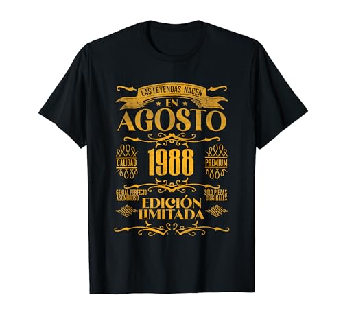 Comprar Las Leyendas nacen en Agosto 1988 - 36 BlackFriday Años Cumpleaños Camiseta Ofertas 2024 | regaloscumple.com