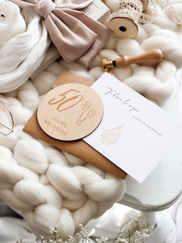 Comprar en Amazon Joli Tarjeta cumpleaños Happy 50 madera Tarjeta 50 con