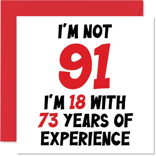 Comprar Tarjeta felicitación 91 cumpleaños mujeres hombres no 91 Catálogo tengo 18 años con 73 años experiencia divertida tarjeta felicitación 91 191 mamá papá abuelo 145 mm x 145 mm Ofertas 2023 | regaloscumple.com